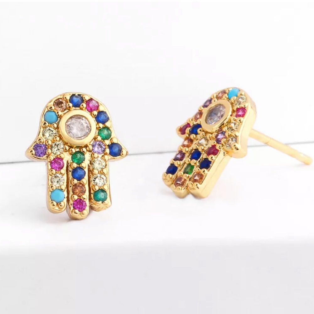 Swarovski Crystal 18k Gold Hasma Hand Studs